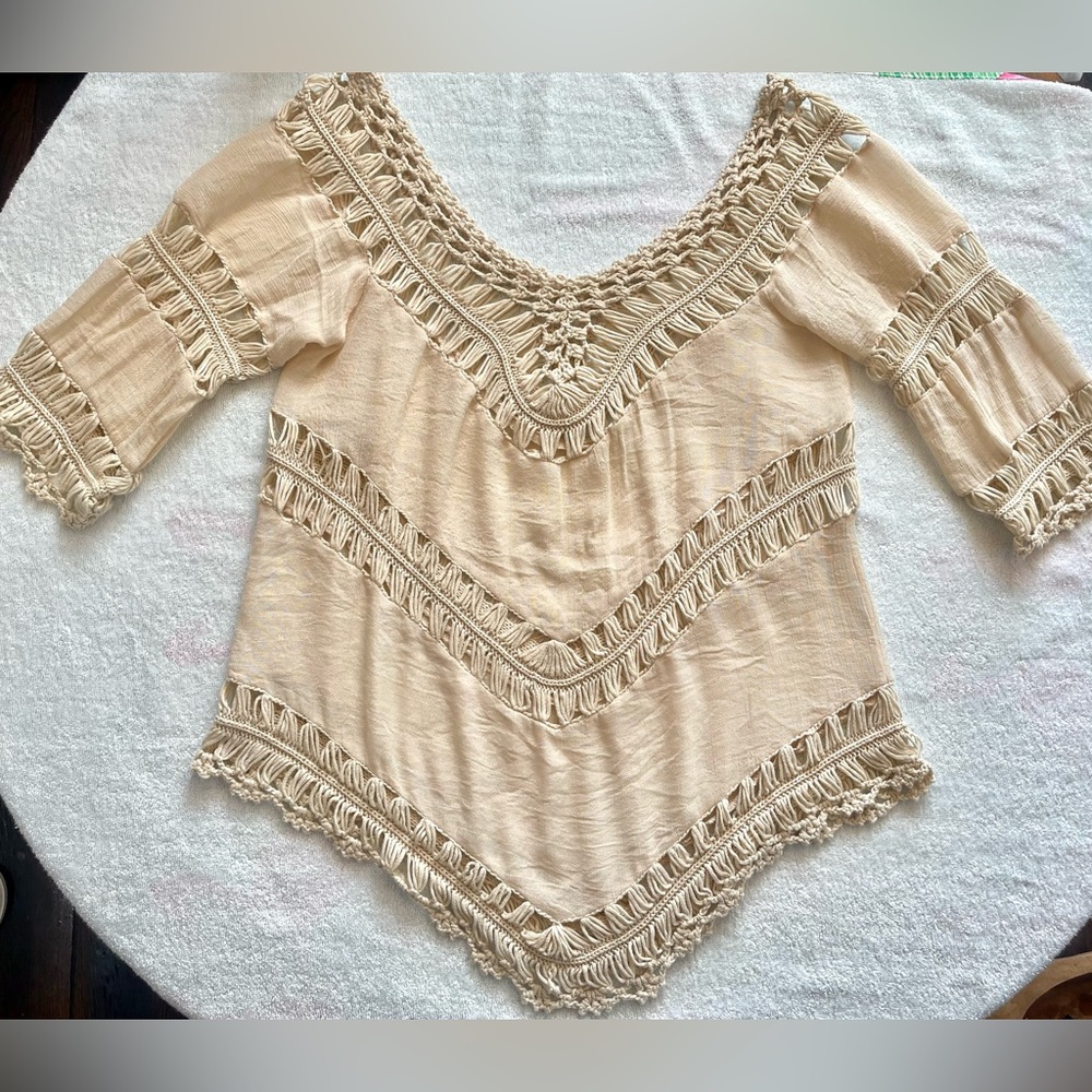 Boho crochet cover up shirt - one size